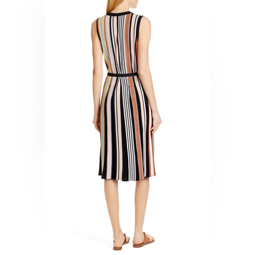 New Tory Burch Striped Sleeveless Sweaterdress In Webbing Stripe - Picture 4 of 5